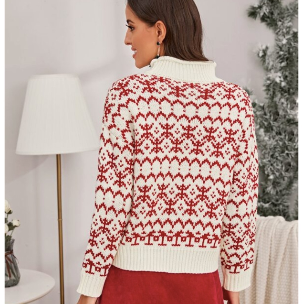 Red and White Drop Shoulder Jumper - Picture 2 of 3